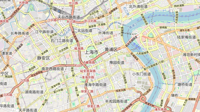 上海人民广场 OSM 标准地图真实预览
